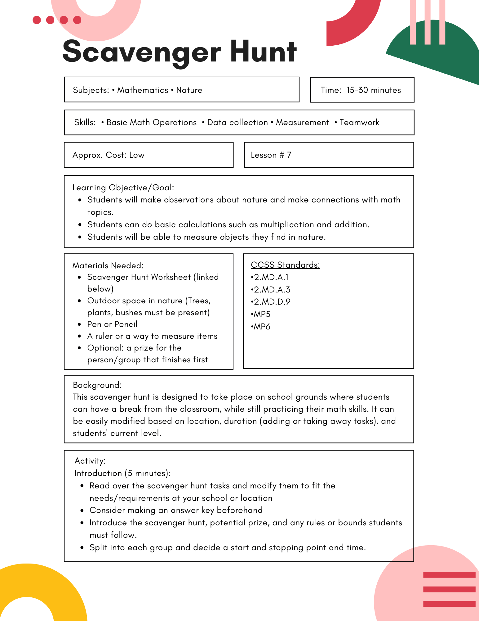 Nature Scavenger Hunt