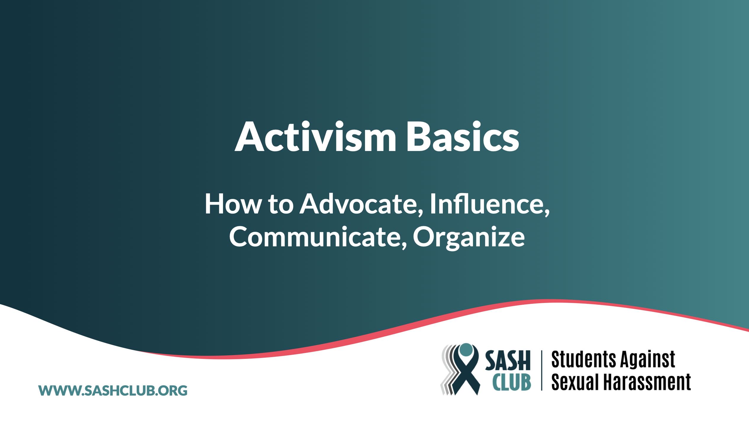 Activism basics: How to advocate, influence, communicate, organize