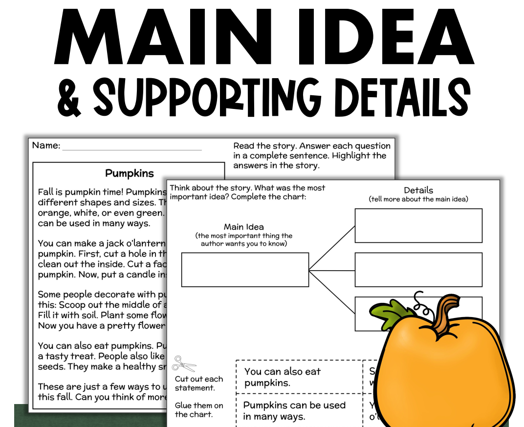 Pumpkins Main Idea and Supporting Details 2nd Grade